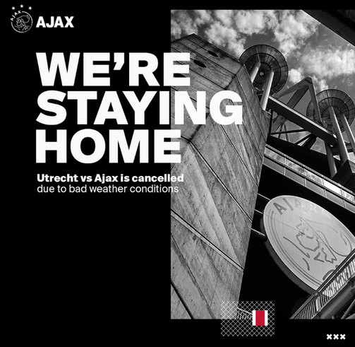 Ajax – FC Utrecht tomorrow is cancelled